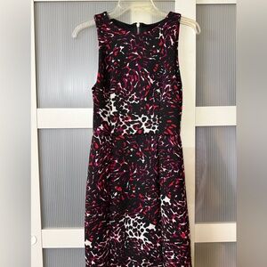 H&M Black and Pink Patterned Midi Dress
